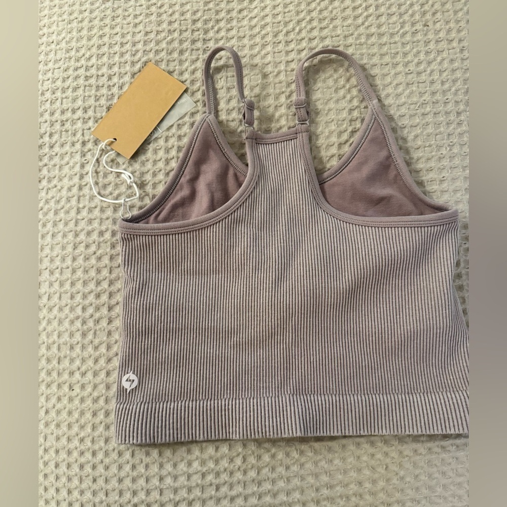 NEW PopFlex Whats the Scoop Seamless Crop Tank Ribbed Purple XS NWT - Picture 4 of 7